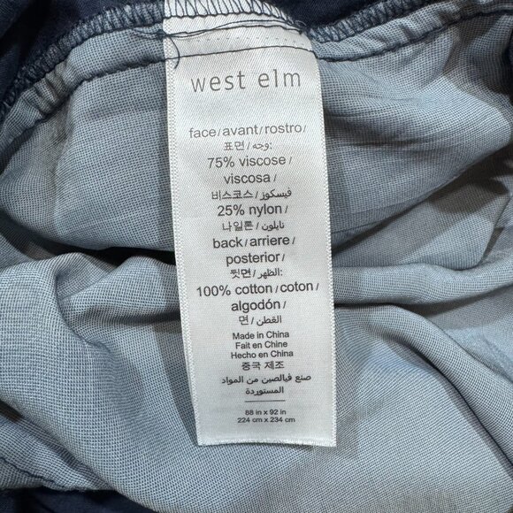 West Elm Lush Crinkle Velvet Queen Duvet Cover & 2 Euro Shams ~ Regal Blue - Picture 4 of 4